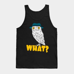 Funny Owl With Hat Hipster Bird Tank Top